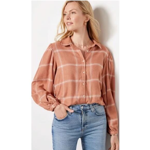 Z SUPPLY NWT Overland Plaid Top Blouse in Penny // M - Picture 1 of 14